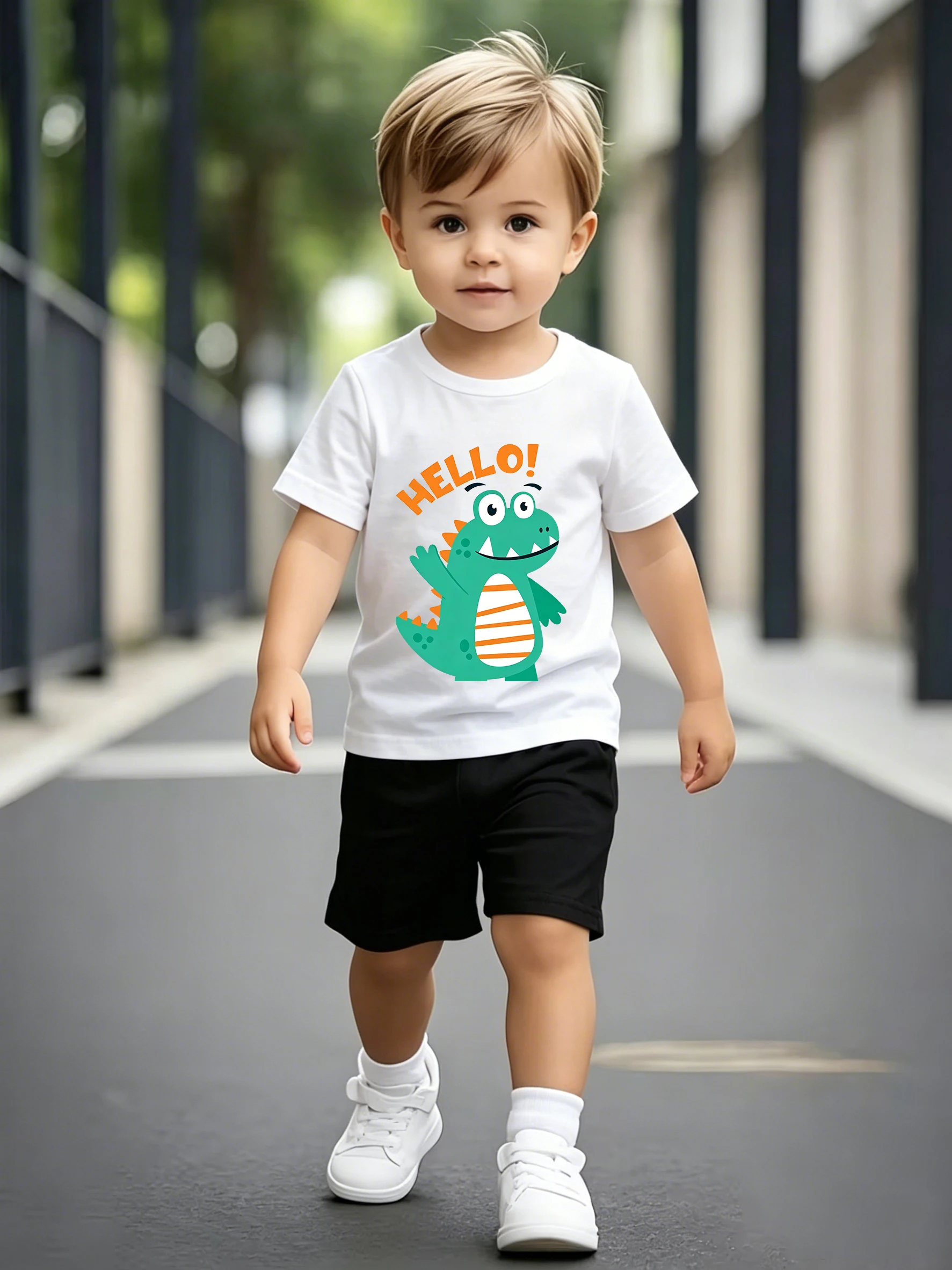 Fun Style Cartoon Dinosaur Print Boys Short Sleeve Shorts Set Two Colors Available
Fun Style Cartoon Dinosaur Print Boys Short Sleeve Shorts Set Two Colors Available