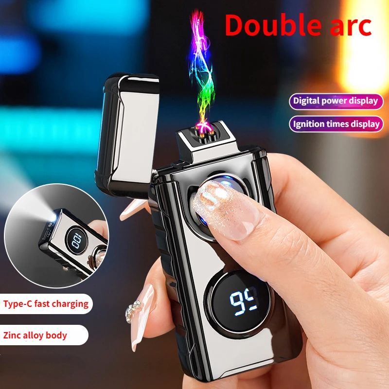 New Electronic Double Arc Lighter with Digital Power Display Type-C Fast Charging Outdoor Windproof Men's Gift Gadget
New Electronic Double Arc Lighter with Digital Power Display Type-C Fast Charging Outdoor Windproof Men's Gift Gadget