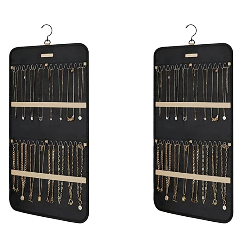 AOAO-2X Hanging Jewelry Organizer, Necklace Holder Anti-Tangle Earrings Rings Hanger With Pockets Hang On Closet, Wall, Door
AOAO-2X Hanging Jewelry Organizer, Necklace Holder Anti-Tangle Earrings Rings Hanger With Pockets Hang On Closet, Wall, Door