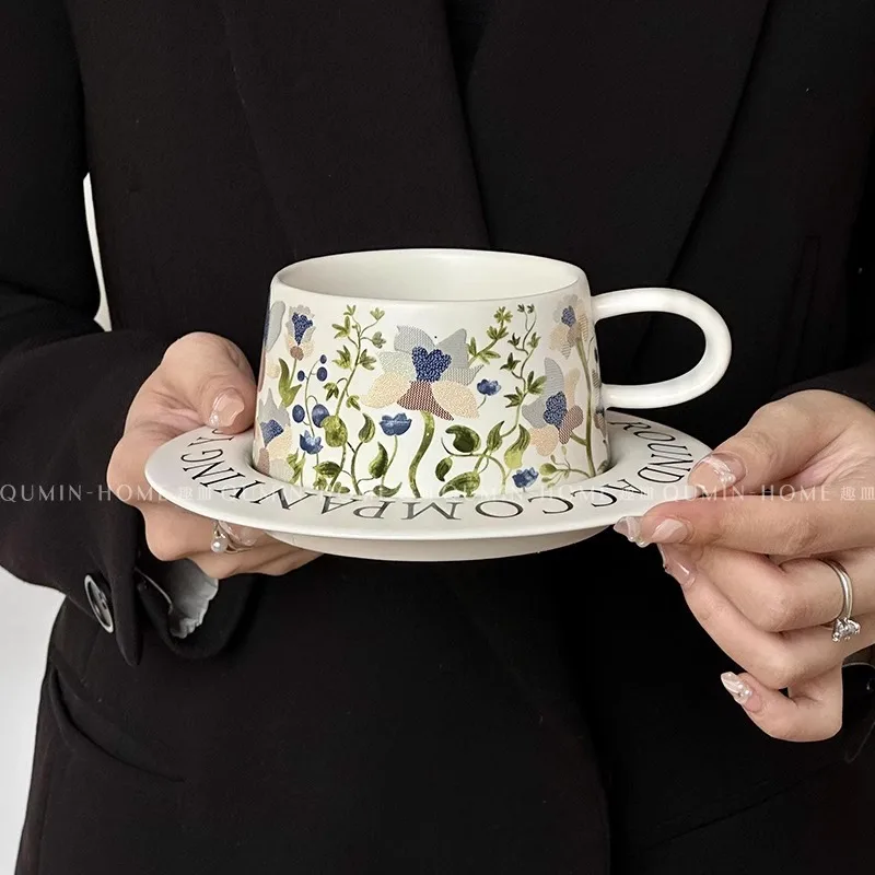Watercolor Style Ceramic Coffee Cup Saucer Set Dessert Plate Flat Plate Hotel Restaurant Porcelain Light Luxury Retro Gift
Watercolor Style Ceramic Coffee Cup Saucer Set Dessert Plate Flat Plate Hotel Restaurant Porcelain Light Luxury Retro Gift