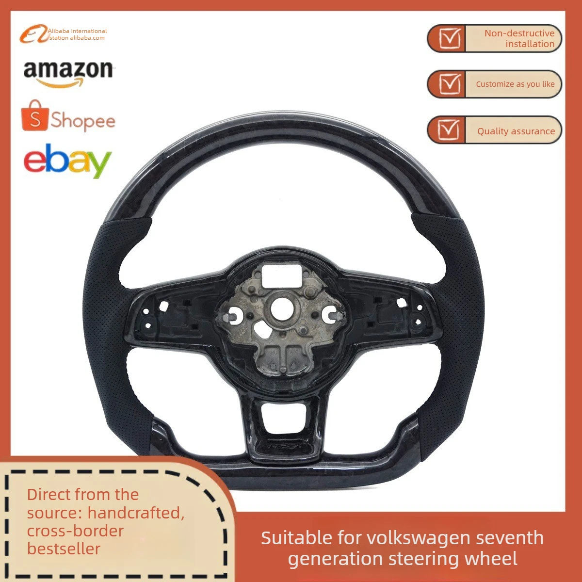 Suitable for Golf7 GTI forged carbon semi-punched, black line, with forged carbon frame, sports steering wheel bottom
Suitable for Golf7 GTI forged carbon semi-punched, black line, with forged carbon frame, sports steering wheel bottom