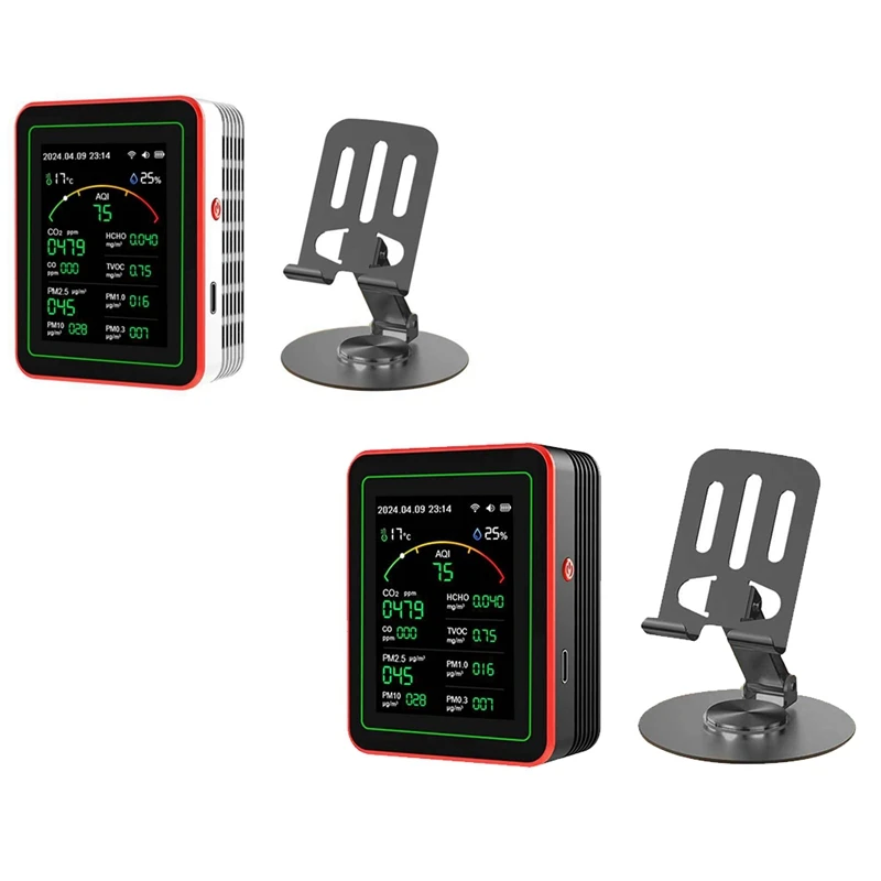 ABYN-Tuya Wifi 15 In 1 Air Quality Detector Household Portable AQI PM0.3 PM1.0 PM2.5 PM10 CO CO2 TVOC HCHO Tester With Mount
ABYN-Tuya Wifi 15 In 1 Air Quality Detector Household Portable AQI PM0.3 PM1.0 PM2.5 PM10 CO CO2 TVOC HCHO Tester With Mount