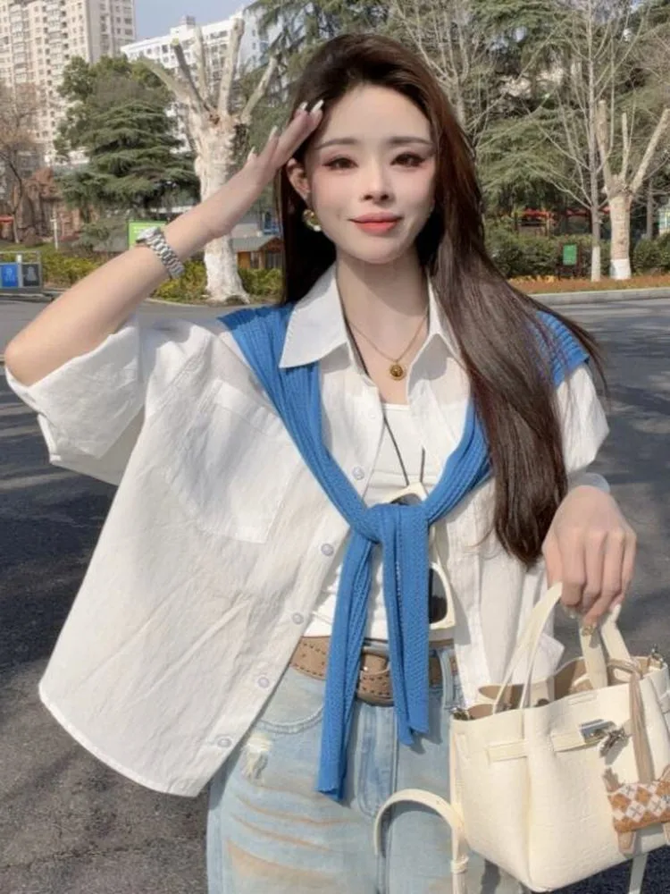 Korean College Style Shoulder Wrap Collar Long Sleeve Women's Shirt Spring New Loose Slim Single Button Versatile Top
Korean College Style Shoulder Wrap Collar Long Sleeve Women's Shirt Spring New Loose Slim Single Button Versatile Top