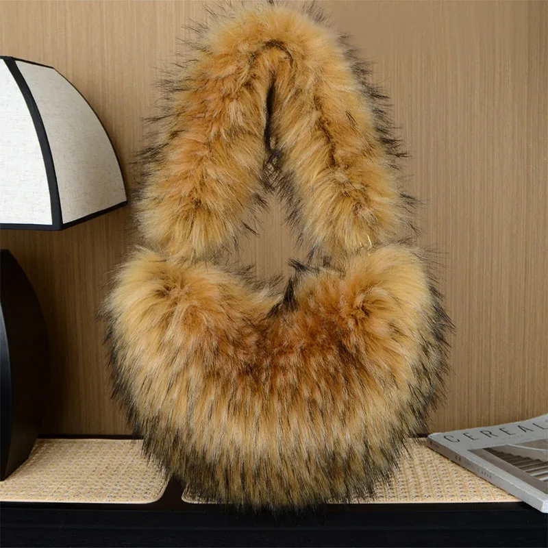 Fuax Fur Handbag Cute Solid Color Plush Women's Heart-shaped Shoulder Bag Semi-circular Tote Bag
Fuax Fur Handbag Cute Solid Color Plush Women's Heart-shaped Shoulder Bag Semi-circular Tote Bag