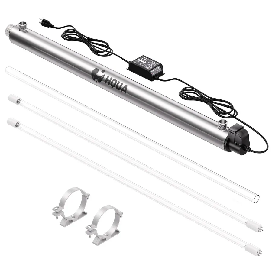 Whole House UV Water Purifier Filter 120V 40W 3/4 MNPT Inlet/Outlet with 1 Extra UV Bulb Stainless Steel Housing Silver Finish
Whole House UV Water Purifier Filter 120V 40W 3/4 MNPT Inlet/Outlet with 1 Extra UV Bulb Stainless Steel Housing Silver Finish
