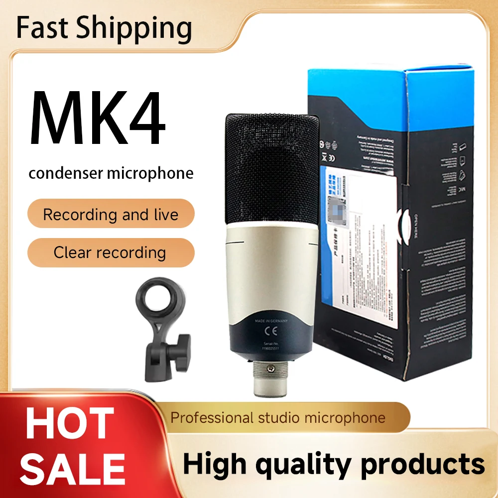 MK4 Studio Condenser Microphone Gold-Sputtered Capsule with Cardioid Polar Pattern for Vocal/Instrument/Streaming Recording
MK4 Studio Condenser Microphone Gold-Sputtered Capsule with Cardioid Polar Pattern for Vocal/Instrument/Streaming Recording