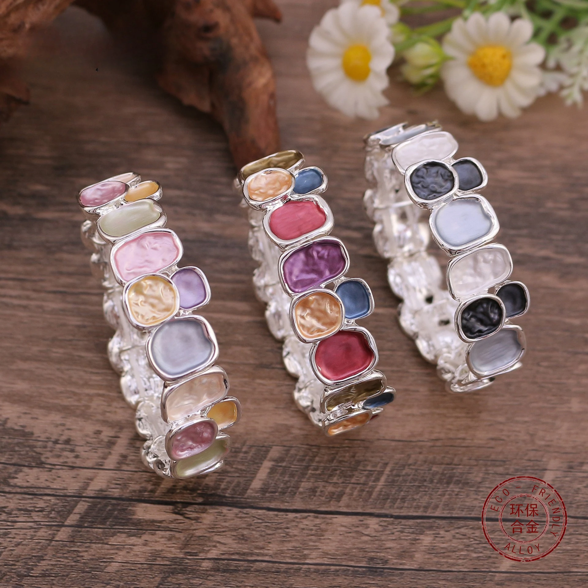 High-grade elastic rope color oil painting geometric square alloy bracelet for women
High-grade elastic rope color oil painting geometric square alloy bracelet for women
