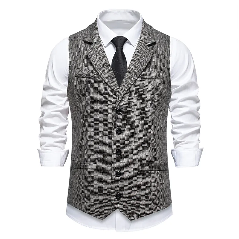 Men's Vintage Suit Vests Fashion Single Breasted Smart Casual England Style Vest Men Turn Down Collar Party Formal Waistcoat
Men's Vintage Suit Vests Fashion Single Breasted Smart Casual England Style Vest Men Turn Down Collar Party Formal Waistcoat
