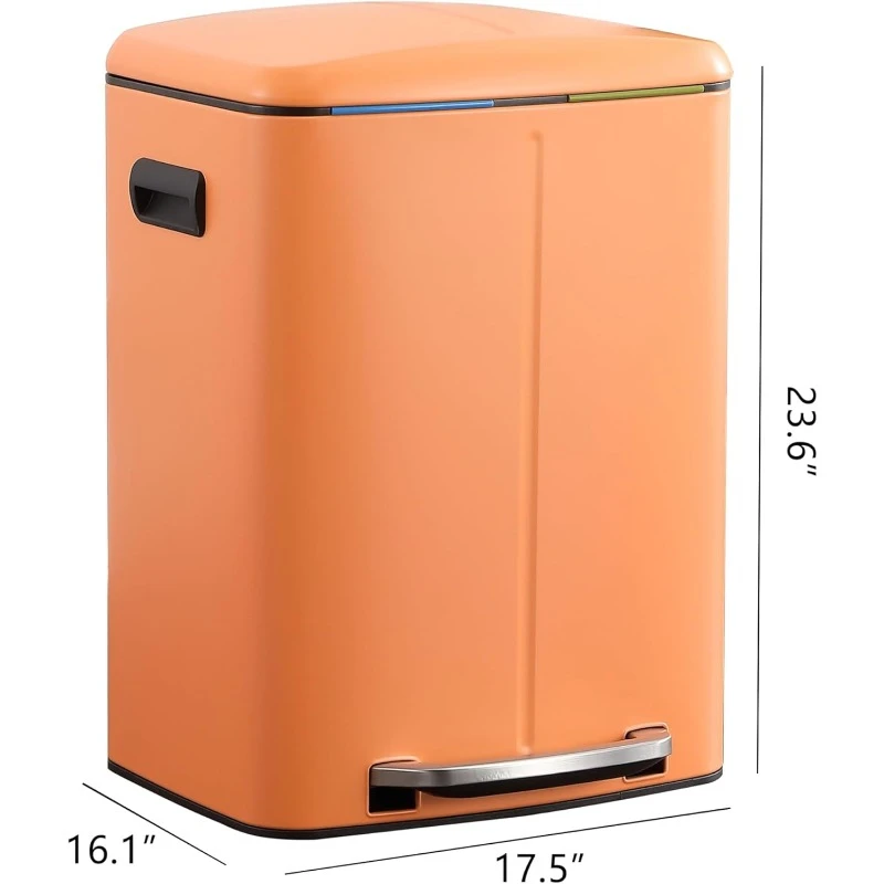 Rectangular 10.6-Gallon Double Bucket Trash Can with Soft-Close Lid, Carrot Cake, Fingerprint Resistant, Modern
Rectangular 10.6-Gallon Double Bucket Trash Can with Soft-Close Lid, Carrot Cake, Fingerprint Resistant, Modern