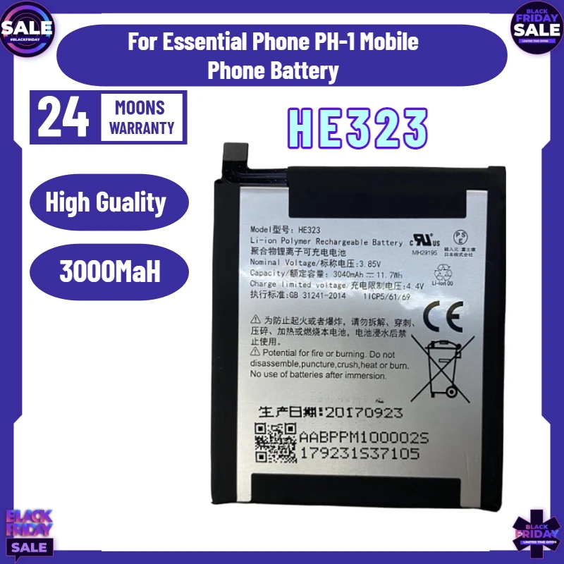 New High Quality 3000MaH HE323 Battery for Essential Phone PH-1 Mobile Phone Battery
New High Quality 3000MaH HE323 Battery for Essential Phone PH-1 Mobile Phone Battery