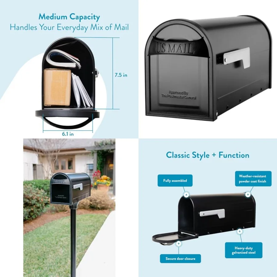 8760B-10 Carlisle Postmount Mailbox, Medium, Black
8760B-10 Carlisle Postmount Mailbox, Medium, Black