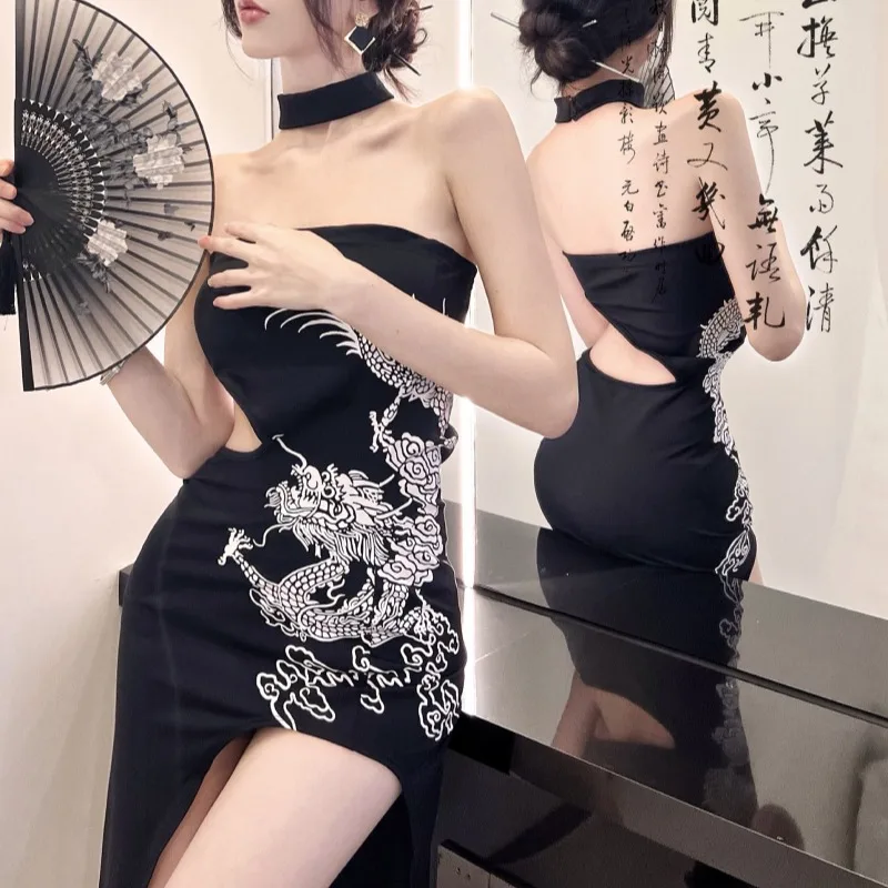 Elegant Hollow out Dragon Pattern Dress with Necklace Waist Cinching Sexy Summer Silk Blend Women's Fashion Dress
Elegant Hollow out Dragon Pattern Dress with Necklace Waist Cinching Sexy Summer Silk Blend Women's Fashion Dress