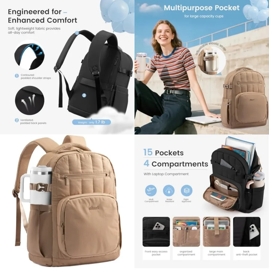 Laptop Backpack for Women with Giant Tumbler Holder Pocket, Puffer Travel College Work Backpack Purse for Teacher Nurse, Waterp
Laptop Backpack for Women with Giant Tumbler Holder Pocket, Puffer Travel College Work Backpack Purse for Teacher Nurse, Waterp