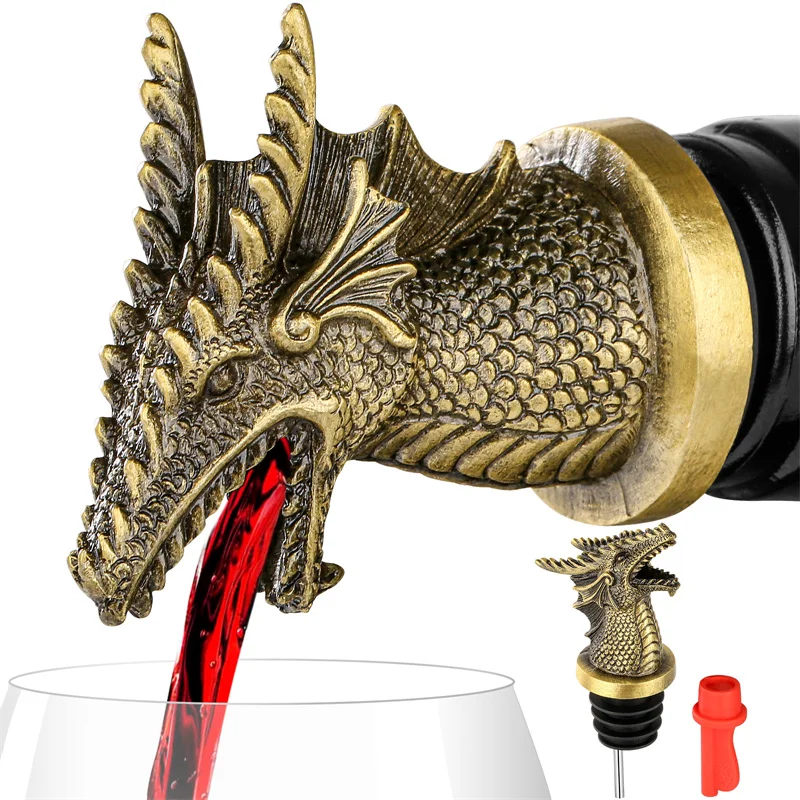 Dragon Head Wine Pourer Stopper 2-in-1 Stainless Steel Spout with Silicone Seal Bar Accessory for Kitchen Club Wedding Party
Dragon Head Wine Pourer Stopper 2-in-1 Stainless Steel Spout with Silicone Seal Bar Accessory for Kitchen Club Wedding Party