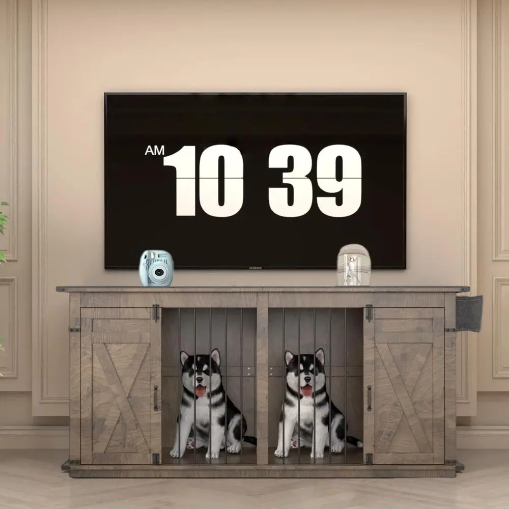 Extra-Large Dog Crate Furniture for Two, Indoor Partitioned Kennel, Heavy-Duty Dog House with Storage Bag, Rubberwood-Colored Ar
Extra-Large Dog Crate Furniture for Two, Indoor Partitioned Kennel, Heavy-Duty Dog House with Storage Bag, Rubberwood-Colored Ar