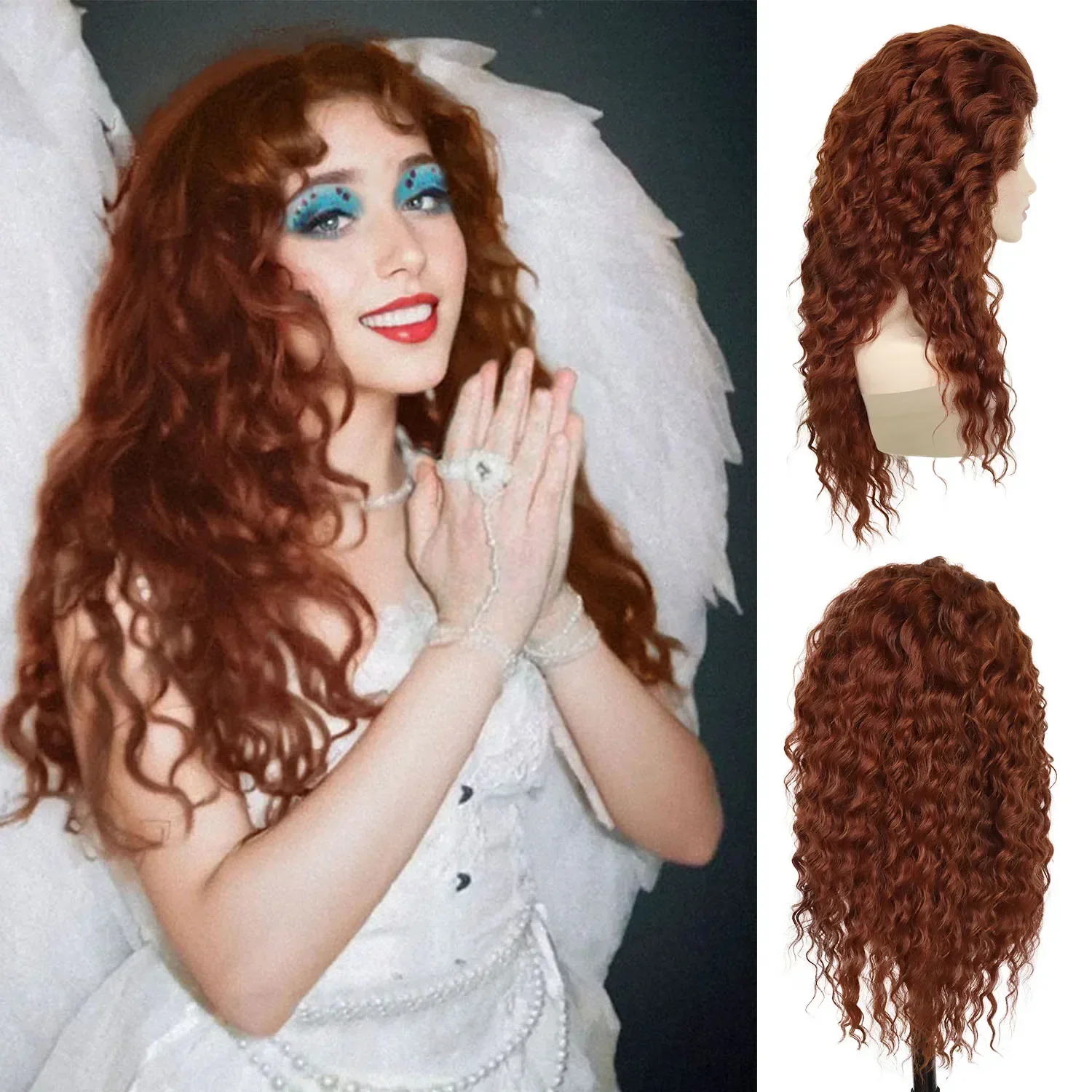 Long Curly Wigs for Women Synthetic Hair Auburn Wig with Thick Bangs Long Curly Wig for White Woman Drag Queen Costume Cosplay
Long Curly Wigs for Women Synthetic Hair Auburn Wig with Thick Bangs Long Curly Wig for White Woman Drag Queen Costume Cosplay