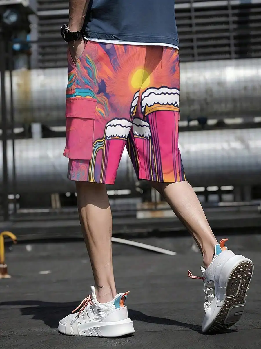 Mens Beer-Themed Colorful Woven Cargo Shorts For Summer
Mens Beer-Themed Colorful Woven Cargo Shorts For Summer