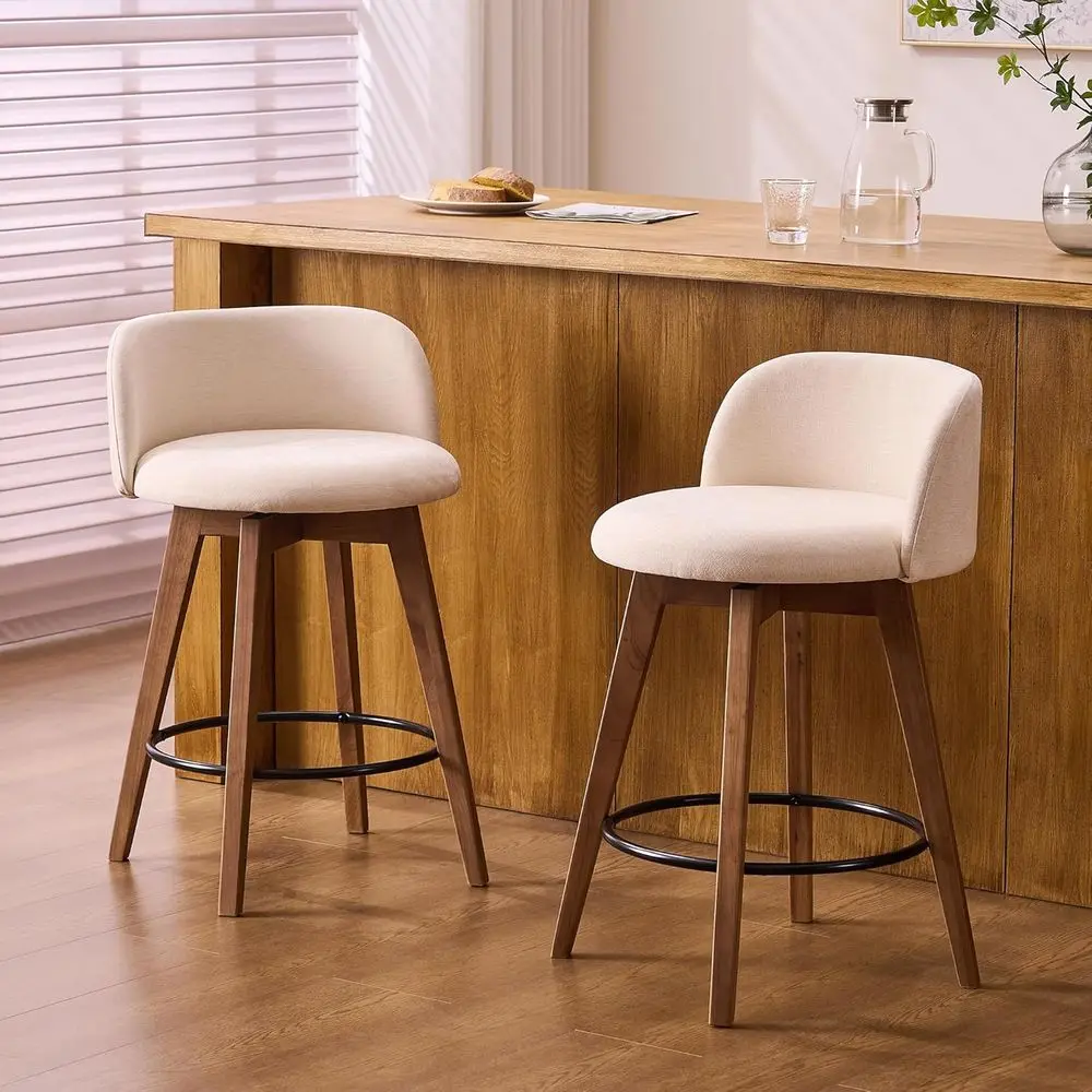 Swivel Bar Stools Set of 2, Chenille Upholstered Counter Height Chairs with Curved Backrest, Brown/Beige
Swivel Bar Stools Set of 2, Chenille Upholstered Counter Height Chairs with Curved Backrest, Brown/Beige