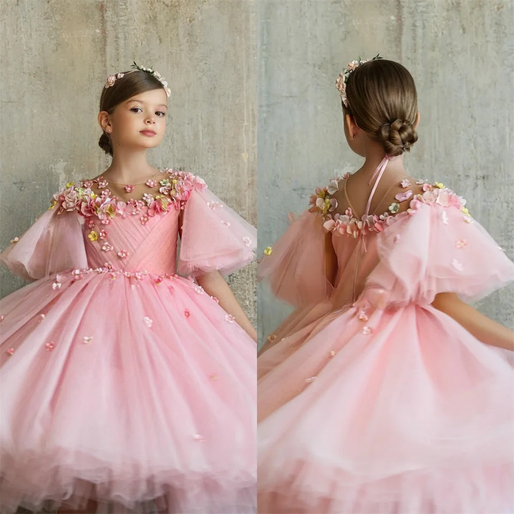 Customized Dearin Scoop Neckline Ball Gown Knee Length Skirts Layered Draped Applique 3D Flower Girl Dresses
Customized Dearin Scoop Neckline Ball Gown Knee Length Skirts Layered Draped Applique 3D Flower Girl Dresses