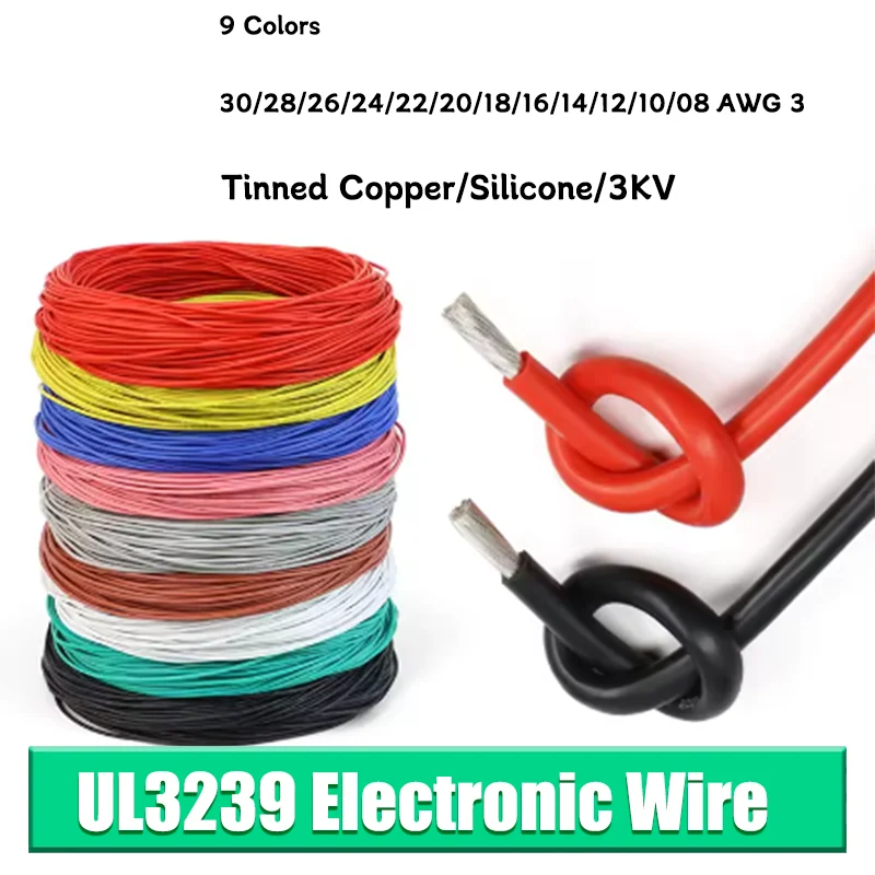 Electronic Wire 30/28/26/24/22/20/18/16/14/12/10/08 AWG 3KV Soft Silicone Rubber Insulated DIY LED Tinned Copper Cable UL3239
Electronic Wire 30/28/26/24/22/20/18/16/14/12/10/08 AWG 3KV Soft Silicone Rubber Insulated DIY LED Tinned Copper Cable UL3239