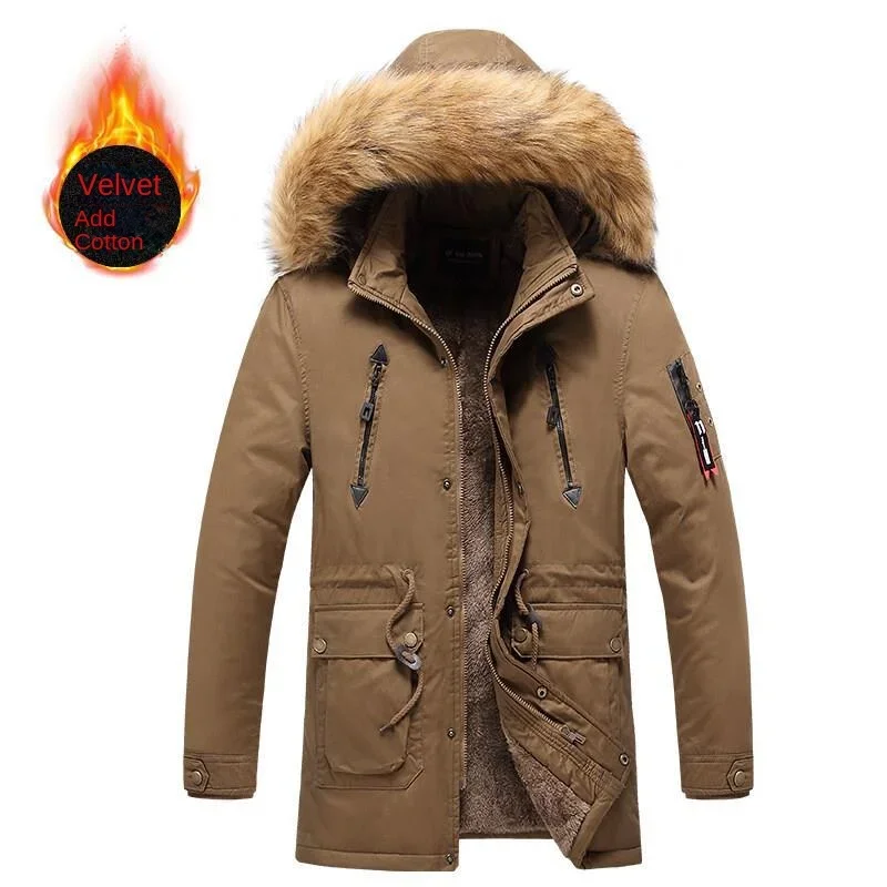 2023 winter new men's hooded plush large collar mid length loose fitting fashion versatile washed cotton jacket
2023 winter new men's hooded plush large collar mid length loose fitting fashion versatile washed cotton jacket