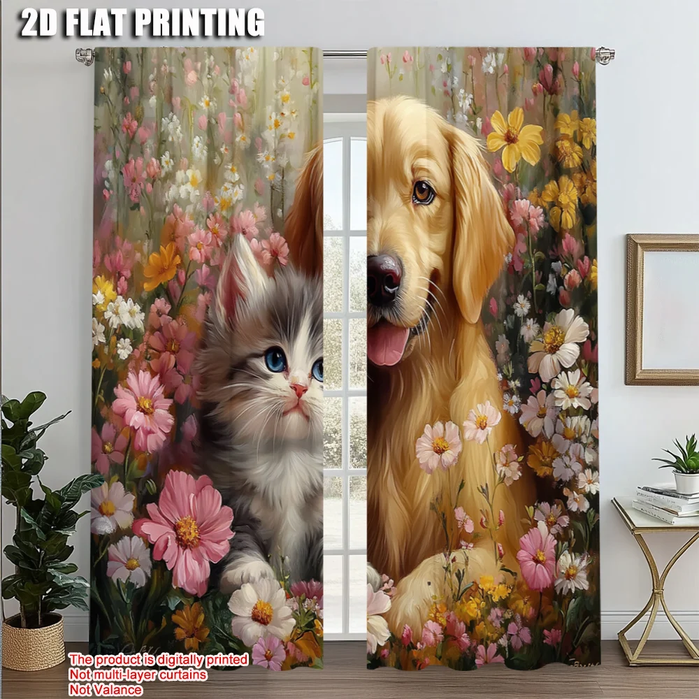 2pcs, Upscale Curtains 2D print Cats and Dogs in The Flowers Machine Washable Fabric (without rod) Decorations Clearance Ldeal
2pcs, Upscale Curtains 2D print Cats and Dogs in The Flowers Machine Washable Fabric (without rod) Decorations Clearance Ldeal