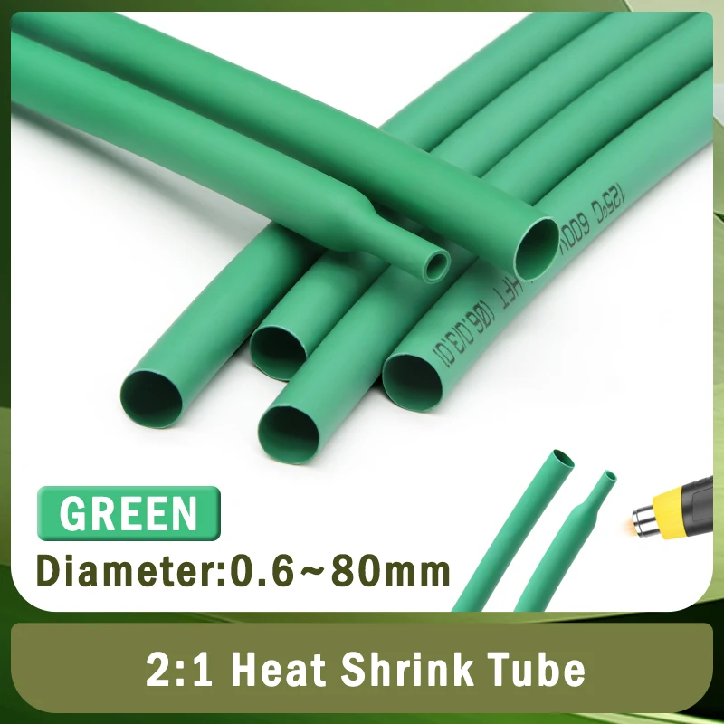 1~10M Heat Shrink Tube Green 2:1 Diameter 0.6~80mm Heat-shrink Tubing Wire Repair Protector Cable Connector Insulation Sleeving
1~10M Heat Shrink Tube Green 2:1 Diameter 0.6~80mm Heat-shrink Tubing Wire Repair Protector Cable Connector Insulation Sleeving