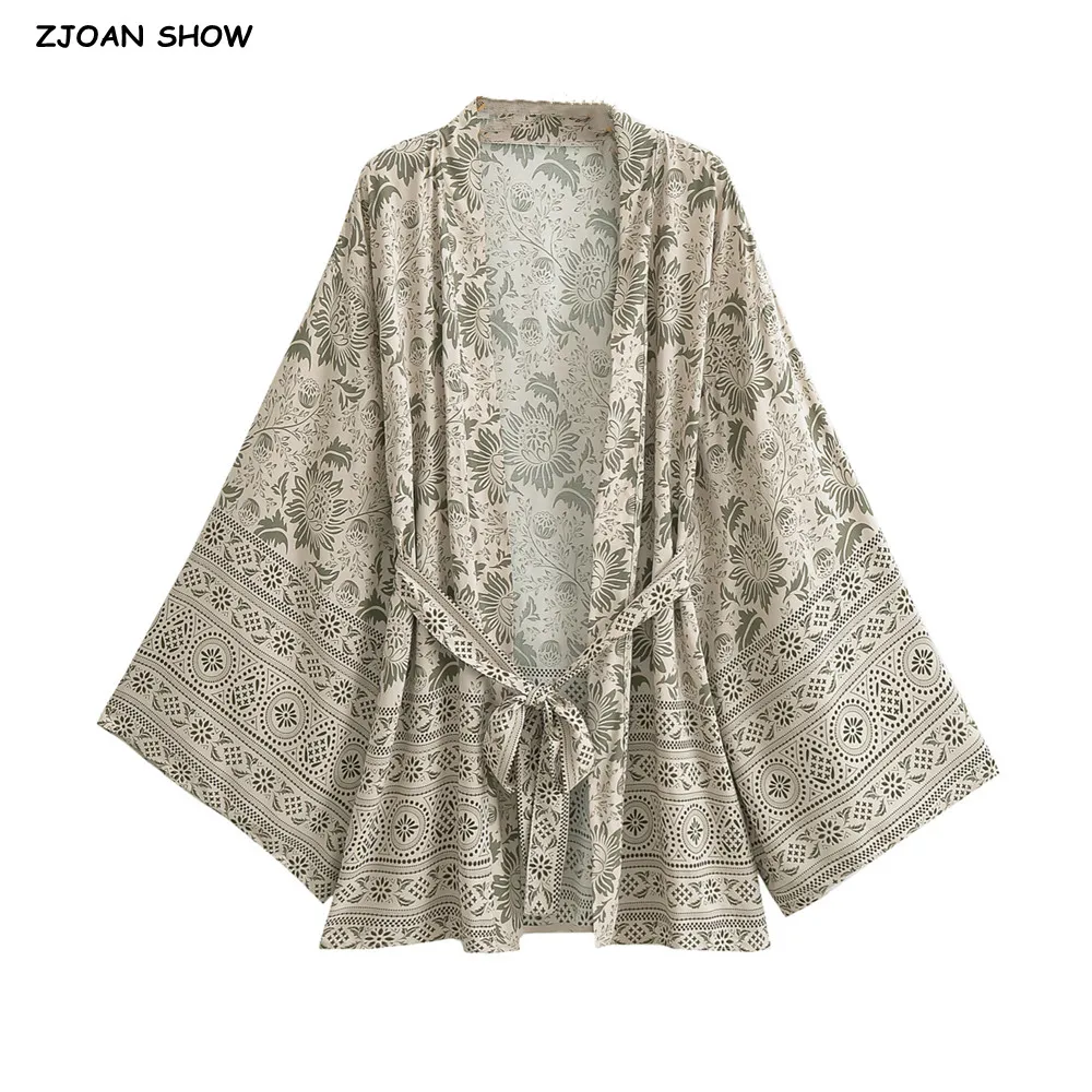 BOHO V neck Khaki Flower Print Kimono Shirt Ethnic New Lacing up Tie Bow Sashes Middle Long Cardigan Loose Blouse Tops femme
BOHO V neck Khaki Flower Print Kimono Shirt Ethnic New Lacing up Tie Bow Sashes Middle Long Cardigan Loose Blouse Tops femme