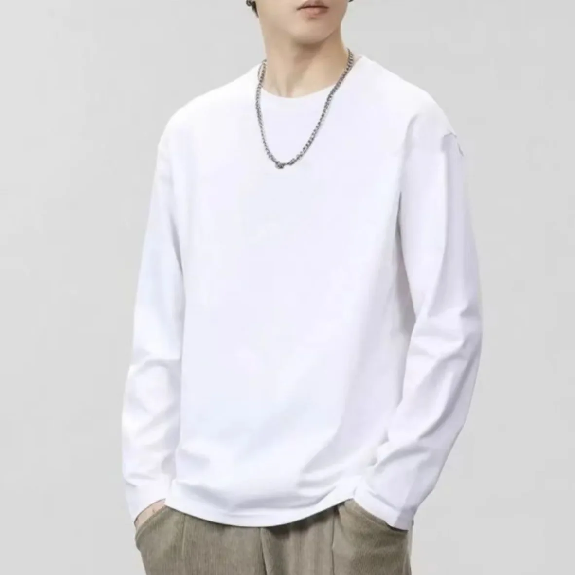 Spring New Men's Cotton Top Loose Casual T shirt Men's and Women's Solid Round Neck Trendy Base Shirt Long Sleeved T-shirt
Spring New Men's Cotton Top Loose Casual T shirt Men's and Women's Solid Round Neck Trendy Base Shirt Long Sleeved T-shirt