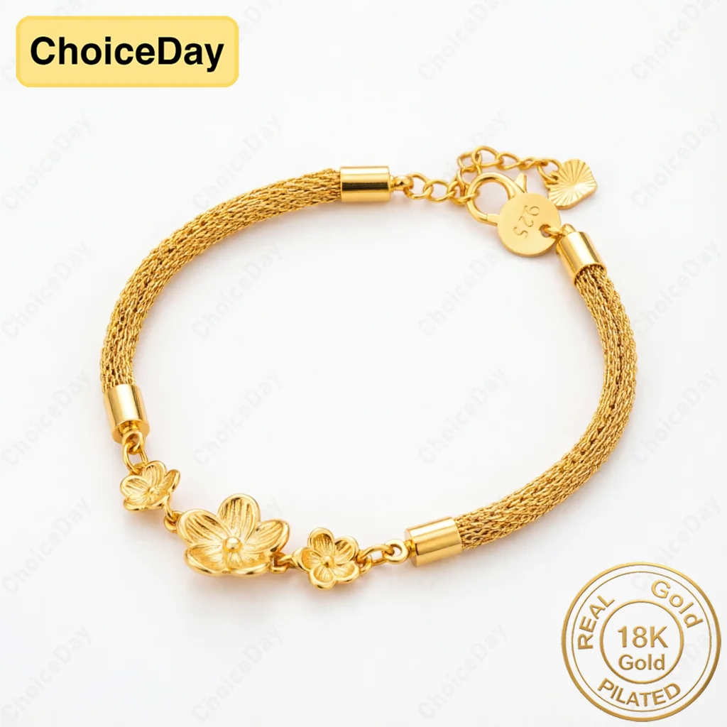 Elegant 18K gold-plated exquisite flower bracelet, a fashionable wedding gift and party accessory for women.
Elegant 18K gold-plated exquisite flower bracelet, a fashionable wedding gift and party accessory for women.