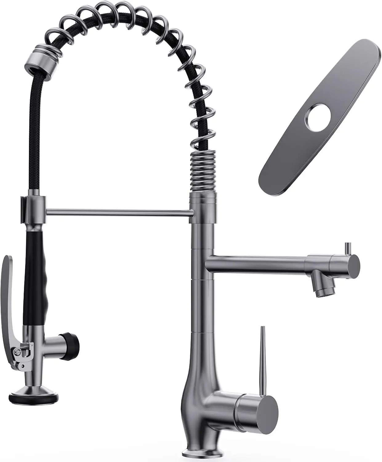 Stainless Kitchen Faucet with Pull Down Sprayer, Single Handle High Pressure Sink Faucet, Commercial Double-Headed Design
Stainless Kitchen Faucet with Pull Down Sprayer, Single Handle High Pressure Sink Faucet, Commercial Double-Headed Design