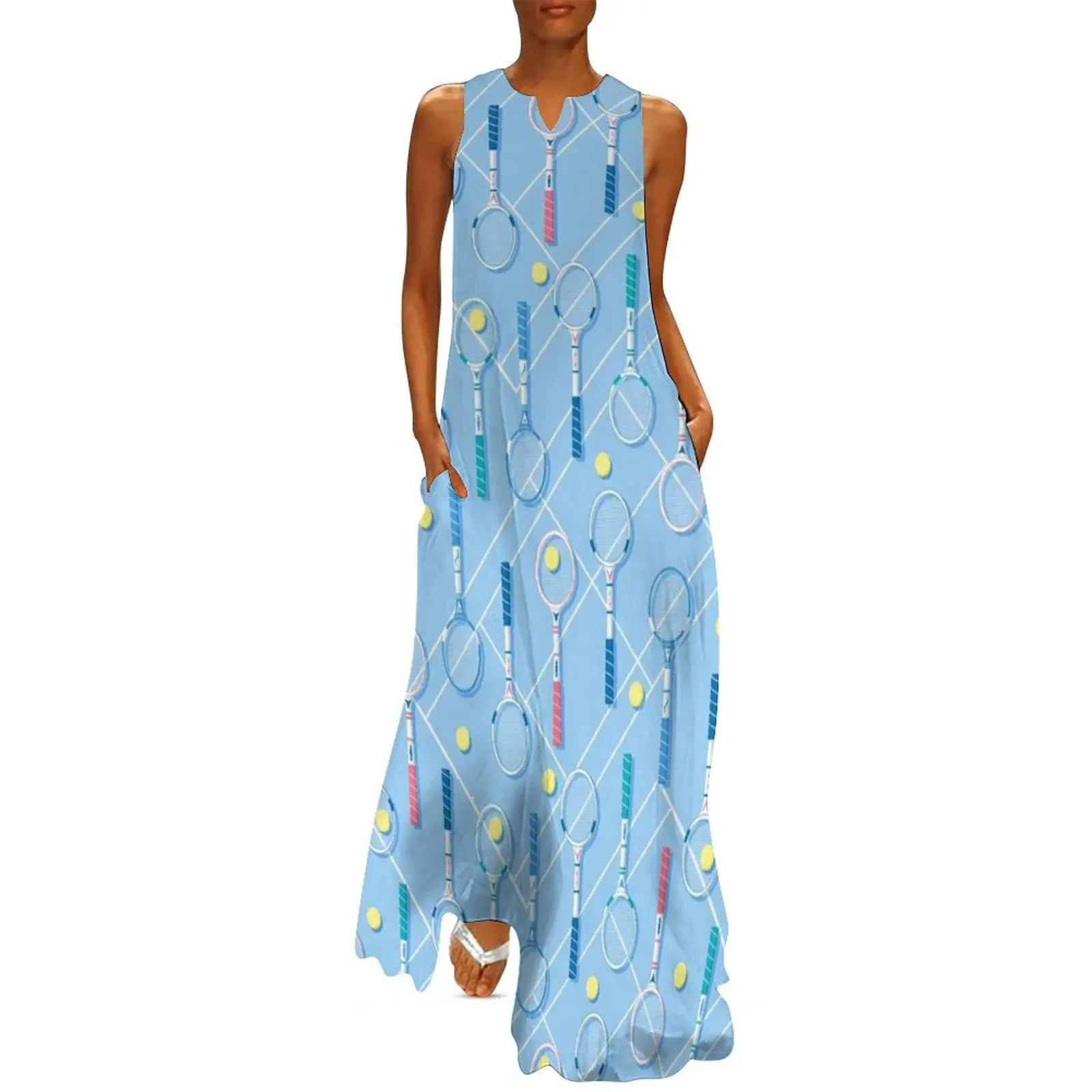 Retro Tennis Racquets Collection on Blue Court Long Dress dresses for women 2024 Female clothing luxury dress
Retro Tennis Racquets Collection on Blue Court Long Dress dresses for women 2024 Female clothing luxury dress