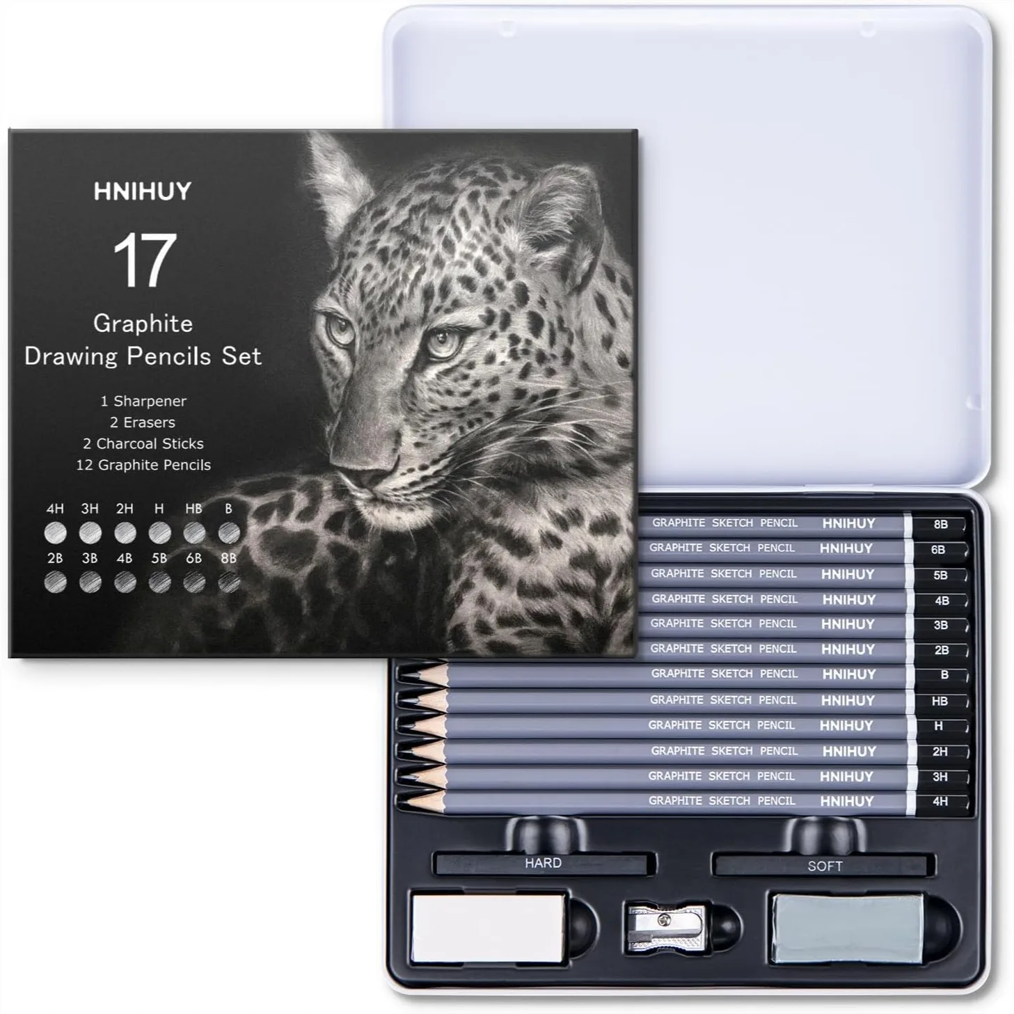 Professional Sketch Pencils Set, 17 Pcs, Graphite Pencils (8B-4H), Erasers, Sharpener, Art Drawing Pencil for Artists Beginners
Professional Sketch Pencils Set, 17 Pcs, Graphite Pencils (8B-4H), Erasers, Sharpener, Art Drawing Pencil for Artists Beginners