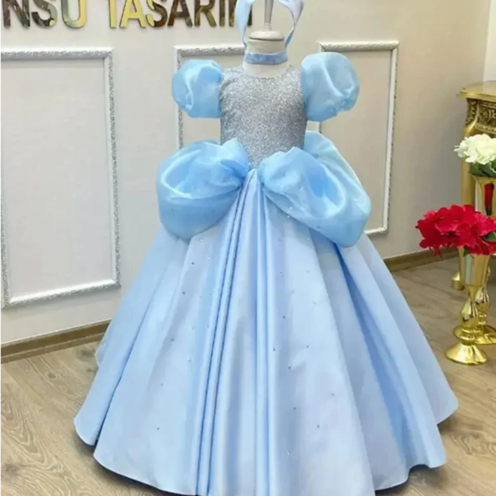 Customized Blue Flower Girl Dress For Wedding Glitter Short Sleeve Floor Length Priness Kids Birthday First Communion Gown
Customized Blue Flower Girl Dress For Wedding Glitter Short Sleeve Floor Length Priness Kids Birthday First Communion Gown