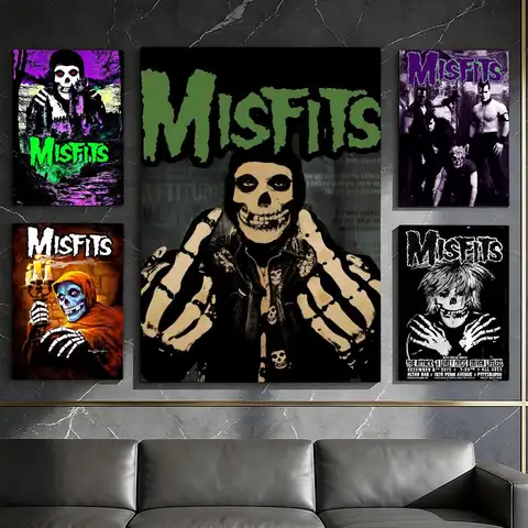Rock Band-M-Misfits Poster Waterproof Peel & Stick Wall Sticker Self Adhesive Art Decor For Living Room Bedroom