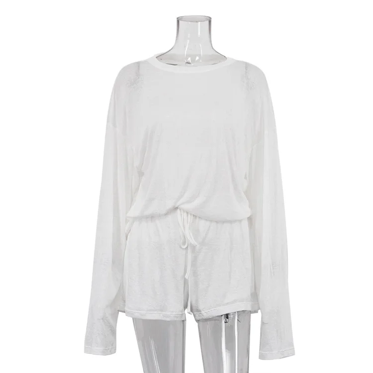 Shpmishal 2026 Spring Casual Coord Set Women Solid Color Sheer Mesh Top Loose Long Sleeve Drawstring Waist Shorts
Shpmishal 2026 Spring Casual Coord Set Women Solid Color Sheer Mesh Top Loose Long Sleeve Drawstring Waist Shorts