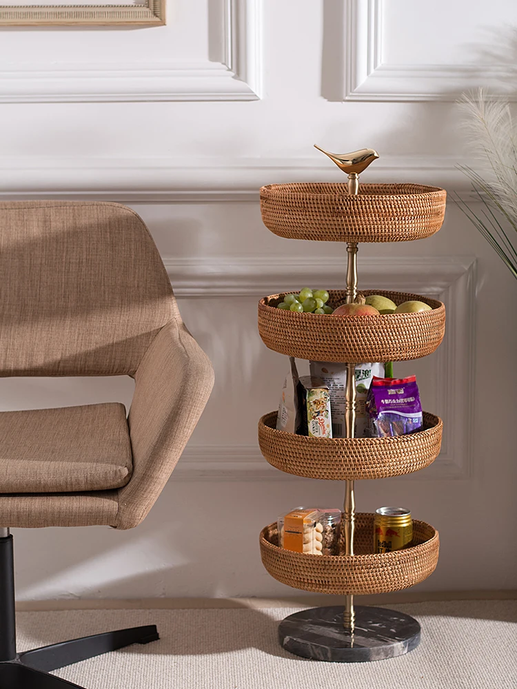 Light Luxury Brass Rattan Basket Multi-Layer Fruit Storage Rack Retro Domestic Living Room Snack Storage Rack Floor American
Light Luxury Brass Rattan Basket Multi-Layer Fruit Storage Rack Retro Domestic Living Room Snack Storage Rack Floor American