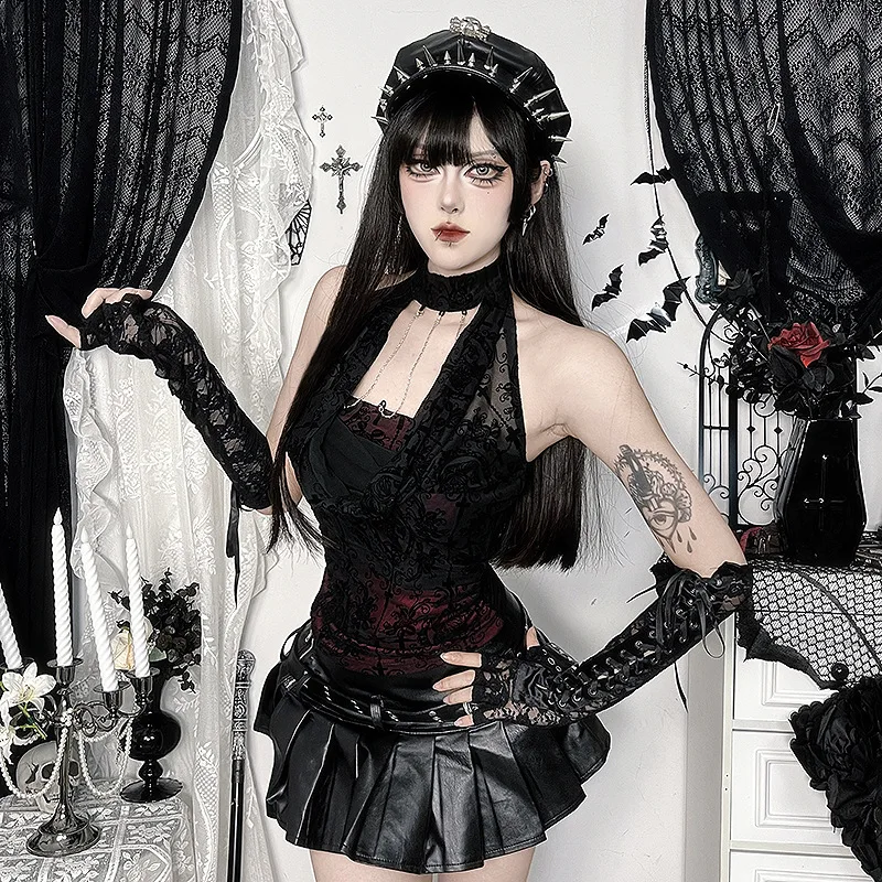 Осенний винтажный новый топ с флокированным воротником, субкультура, готический стиль, тонкий сексуальный жилет с воротником-халтер для девочек, эстетичная одежда на Хэллоуин Y2K
Осенний винтажный новый топ с флокированным воротником, субкультура, готический стиль, тонкий сексуальный жилет с воротником-халтер для девочек, эстетичная одежда на Хэллоуин Y2K