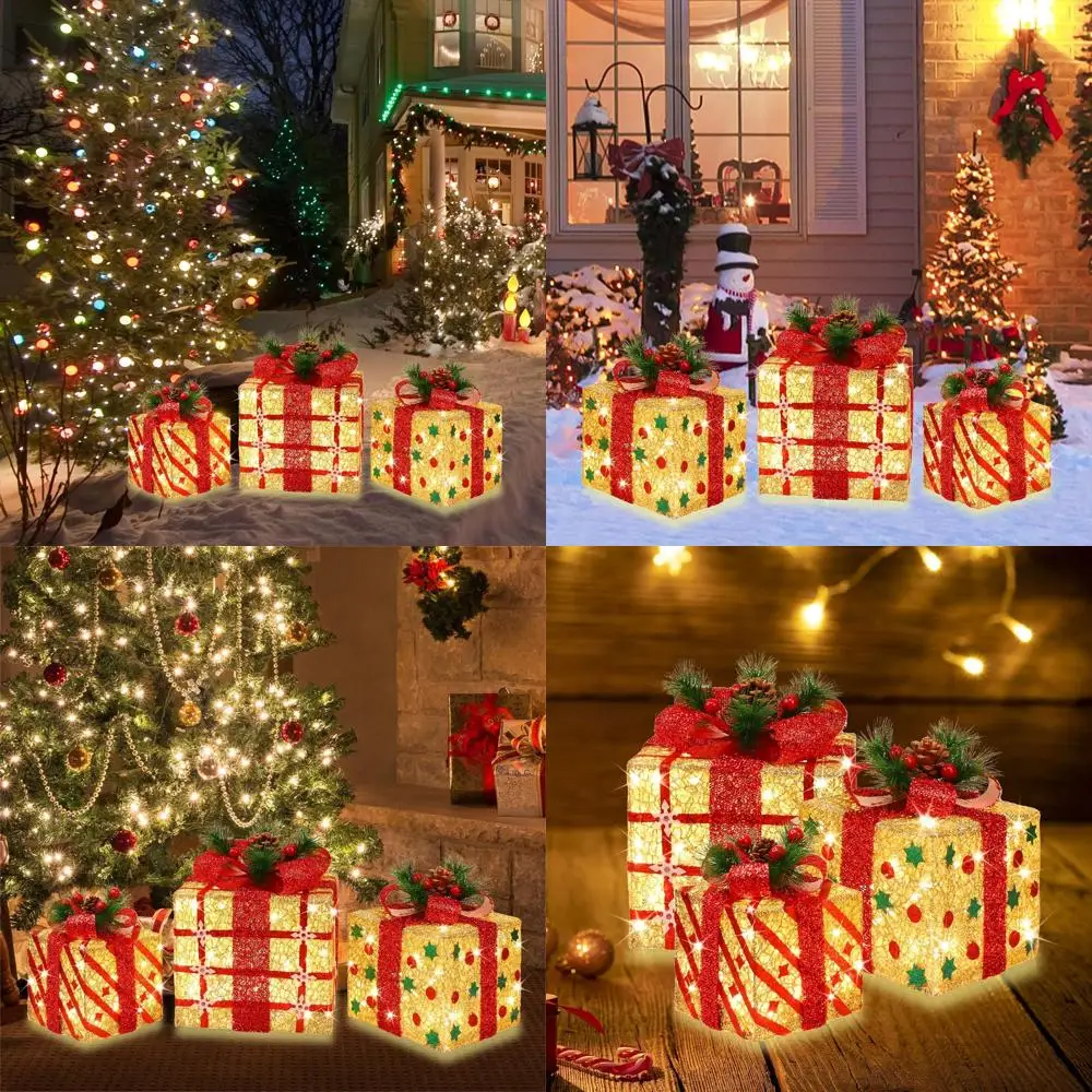 Illuminated 3-Piece Gift Box Set: 70 LED Christmas Decorations for Trees, Indoor/Outdoor Use
Illuminated 3-Piece Gift Box Set: 70 LED Christmas Decorations for Trees, Indoor/Outdoor Use