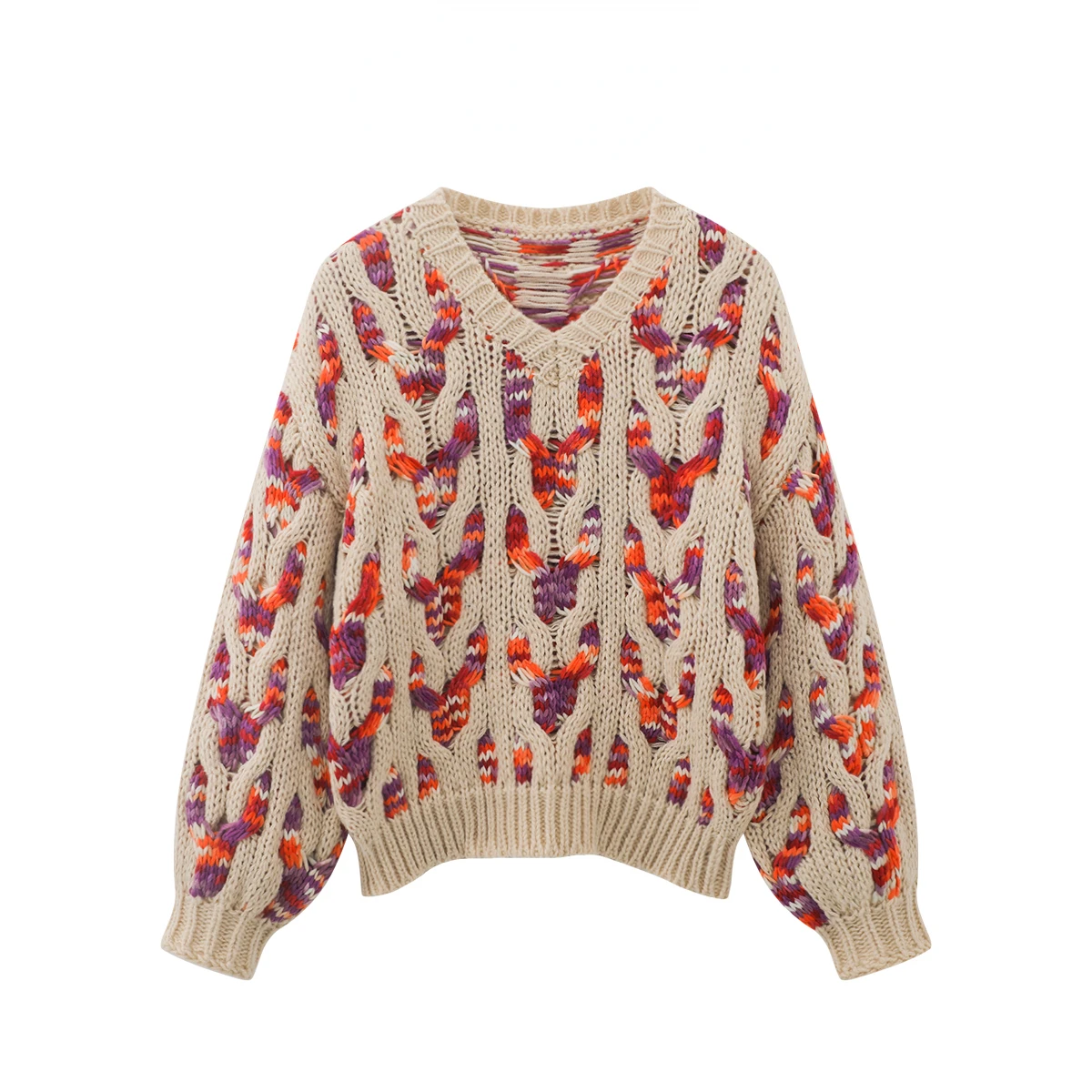 Women Cable V-neck Multicolor Design Sweater 2023 Autumn Winter New In 90s Retro Pullover Jumper
Women Cable V-neck Multicolor Design Sweater 2023 Autumn Winter New In 90s Retro Pullover Jumper