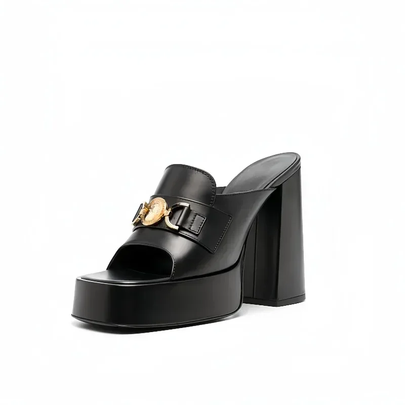 Brand Metal Buckle Sexy Thick Heel Outdoor Slippers Women's Fashion Waterproof Platform High Heel Sandals Exquisite Woman Shoes
Brand Metal Buckle Sexy Thick Heel Outdoor Slippers Women's Fashion Waterproof Platform High Heel Sandals Exquisite Woman Shoes