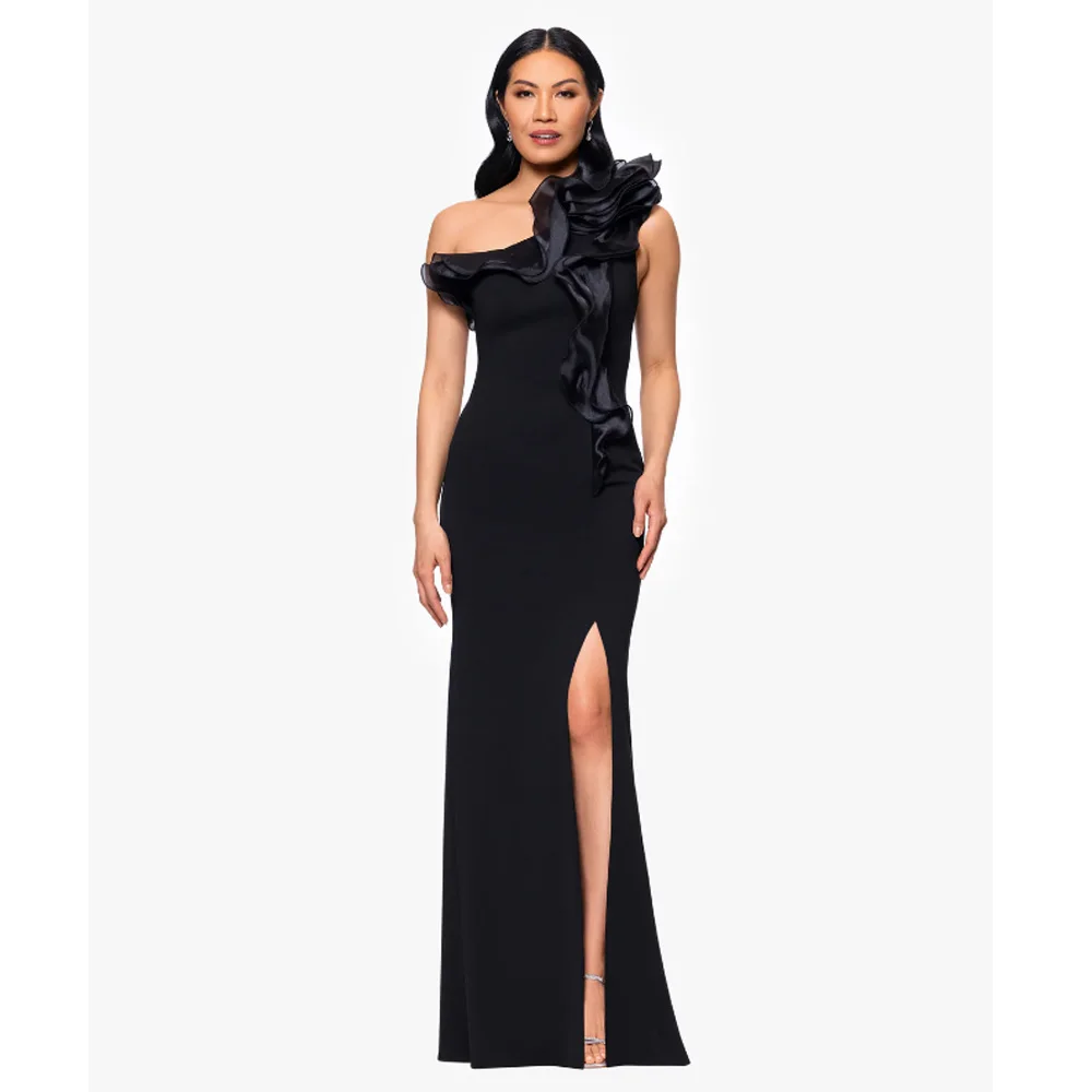 Customized Ruffles One Shoulder Black Prom Dresses with Slit Backless Mermaid Evening Dresses Plus Size Birthday Dress
Customized Ruffles One Shoulder Black Prom Dresses with Slit Backless Mermaid Evening Dresses Plus Size Birthday Dress