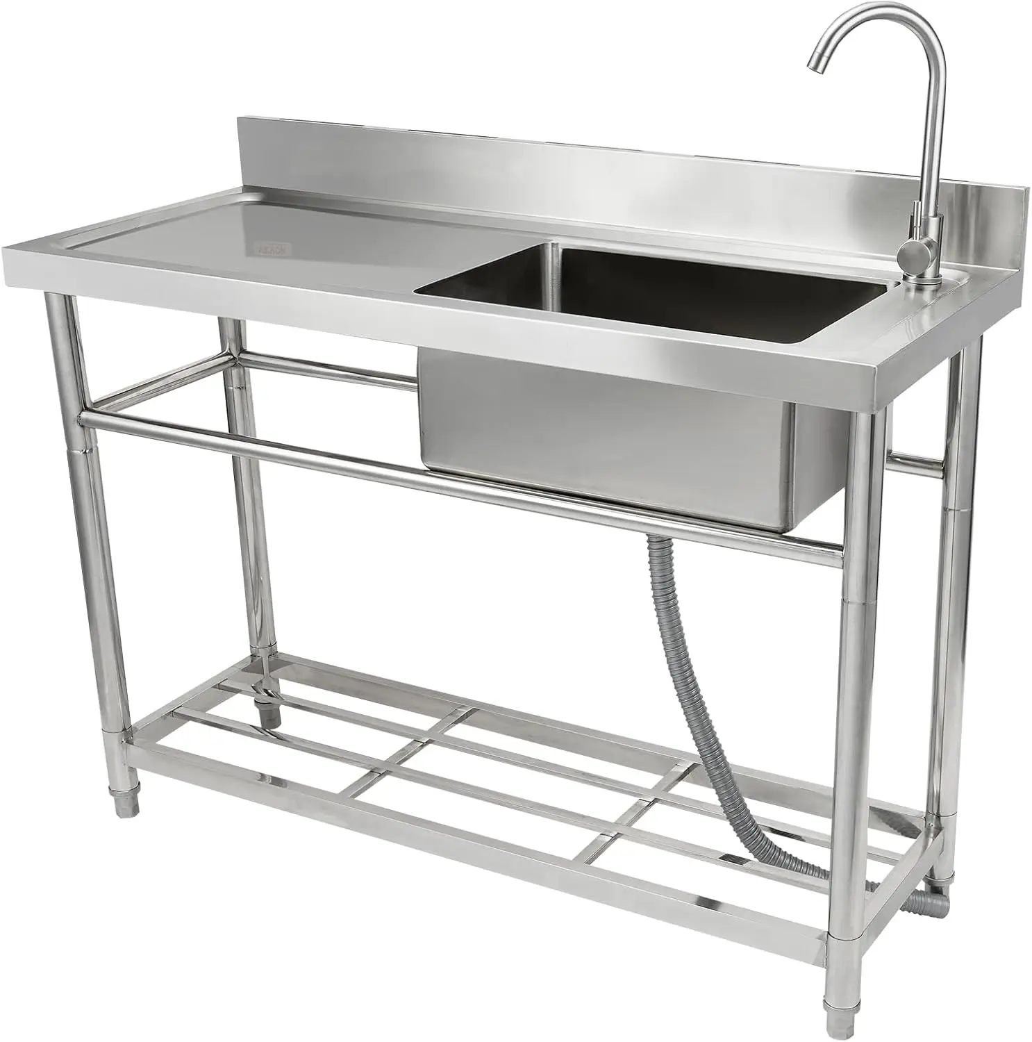 Stainless Steel Utility Sink, 1 Compartment Free Standing Small Sink w/Workbench Faucet, Commercial Single Bowl Sinks for Garage
Stainless Steel Utility Sink, 1 Compartment Free Standing Small Sink w/Workbench Faucet, Commercial Single Bowl Sinks for Garage