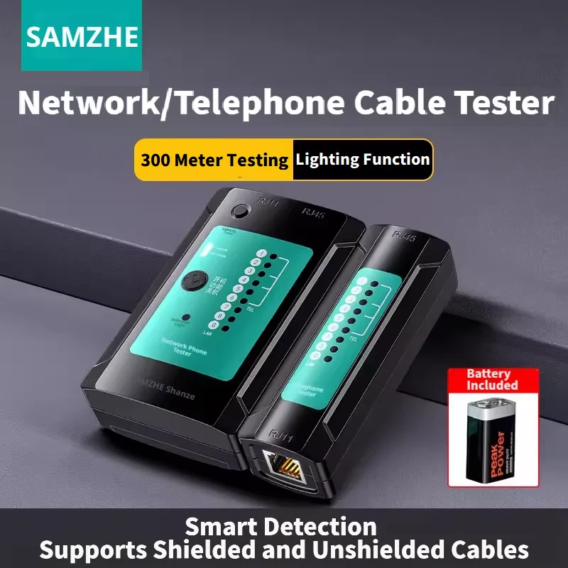 SAMZHE Multifunctional Cable Tester, Network LAN Wire Checker for RJ45/RJ11, Continuity Tester for Home & Engineer, Pro Tool Kit