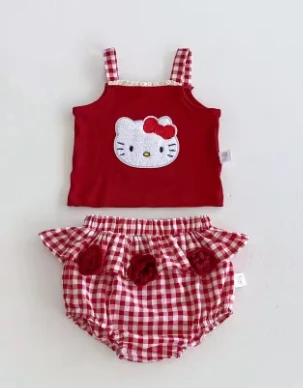 Summer Girl's Cute Cartoon Cat Suspender Top with Plaid Flower Skirt 2 Sets, Girl's Summer 2-piece Suit Skirt, Very Suitable For
Summer Girl's Cute Cartoon Cat Suspender Top with Plaid Flower Skirt 2 Sets, Girl's Summer 2-piece Suit Skirt, Very Suitable For