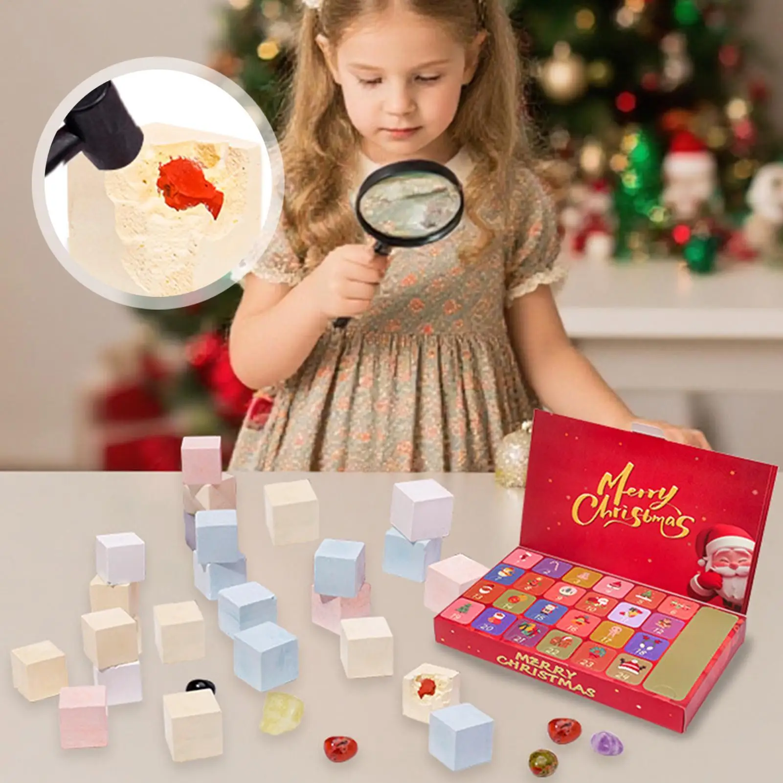 Рождественский календарь обратного отсчета, хрустальный календарь, 24-дневный набор аксессуаров, рок-кристалл, копание, тематические чулки, сувениры для вечеринок
Рождественский календарь обратного отсчета, хрустальный календарь, 24-дневный набор аксессуаров, рок-кристалл, копание, тематические чулки, сувениры для вечеринок