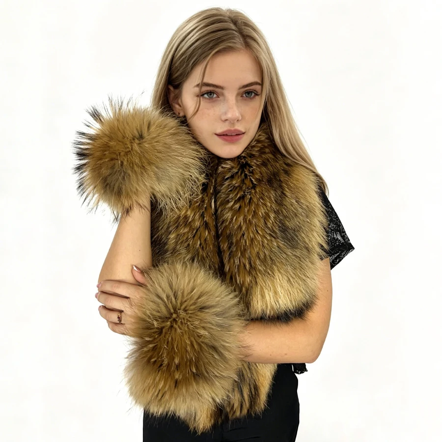 Real Raccoon Fur Shawl For Women Winter Fur Boa Neck Warmer Fluffy And Soft Accessory Best Selling Long Genuine Fur Scarf
Real Raccoon Fur Shawl For Women Winter Fur Boa Neck Warmer Fluffy And Soft Accessory Best Selling Long Genuine Fur Scarf