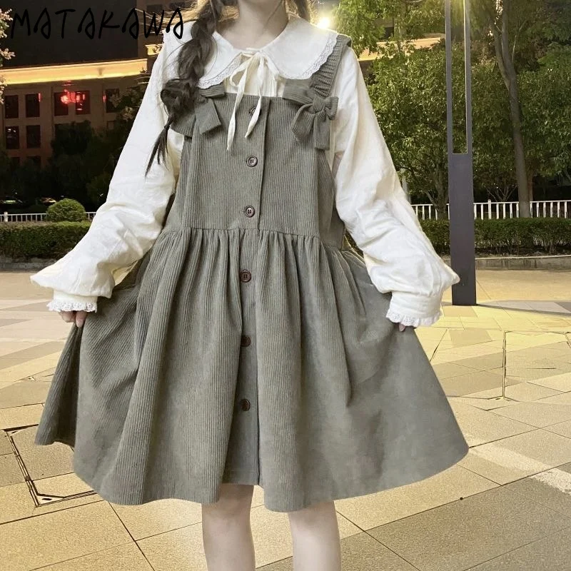 Matakawa Sweet Dresses Sets Japanese Style Kawaii Autumn Winter 2 Pieces Set Women Outfits Bows Vintage Conjunto Femenino
Matakawa Sweet Dresses Sets Japanese Style Kawaii Autumn Winter 2 Pieces Set Women Outfits Bows Vintage Conjunto Femenino