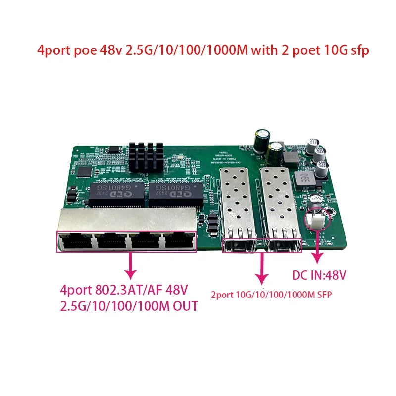 4-портовый источник питания POE 2.5G/10/1000M, 48 В, 2-портовый коммутатор промышленного класса с портом 10G SFP
4-портовый источник питания POE 2.5G/10/1000M, 48 В, 2-портовый коммутатор промышленного класса с портом 10G SFP