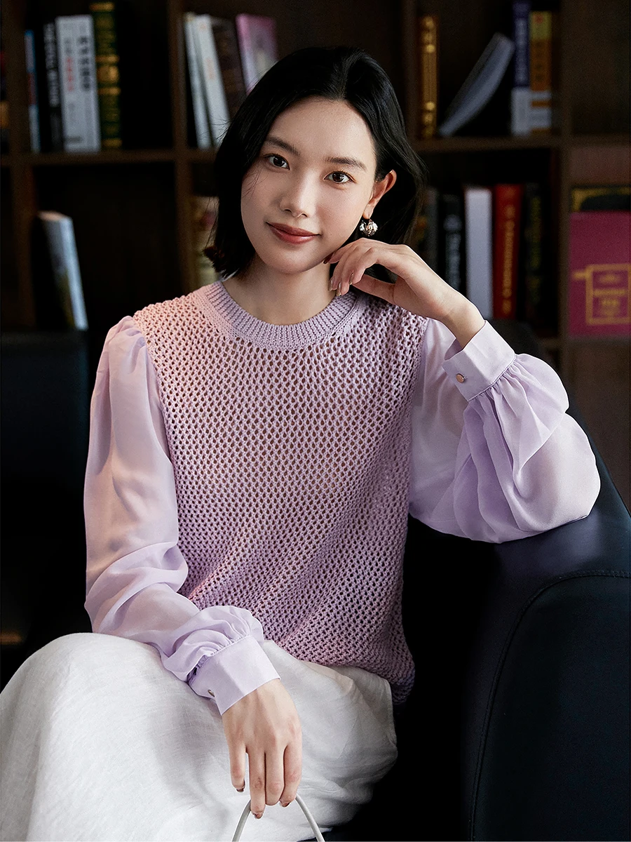 Elegant Commuter Breathable Acetate Cotton Ice Sensation Women's Knitted Top Pick Hole Detailing Straight Fit Long Sleeve
Elegant Commuter Breathable Acetate Cotton Ice Sensation Women's Knitted Top Pick Hole Detailing Straight Fit Long Sleeve
